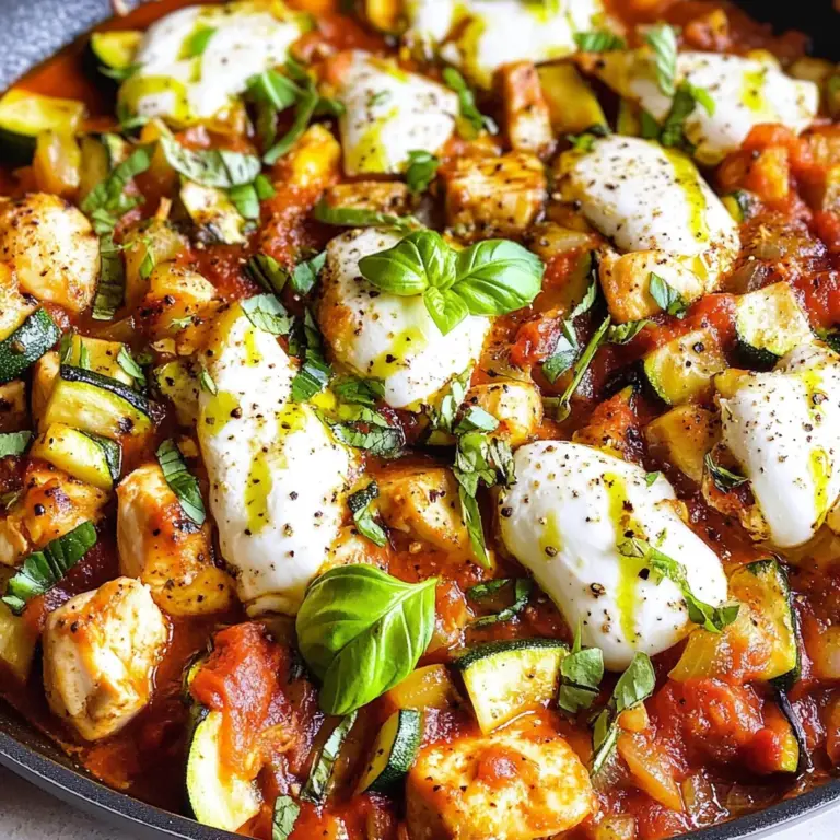 Caprese Chicken with Zucchini and Tomatoes Skillet