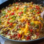 Cheesy Taco Ground Beef & Cauliflower Rice Skillet