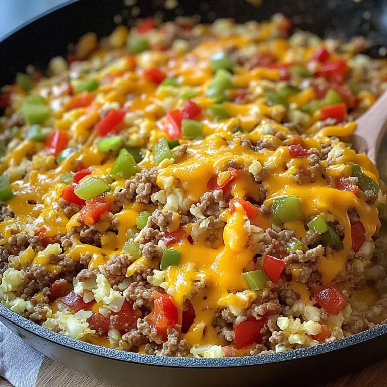 Cheesy Taco Ground Beef & Cauliflower Rice Skillet