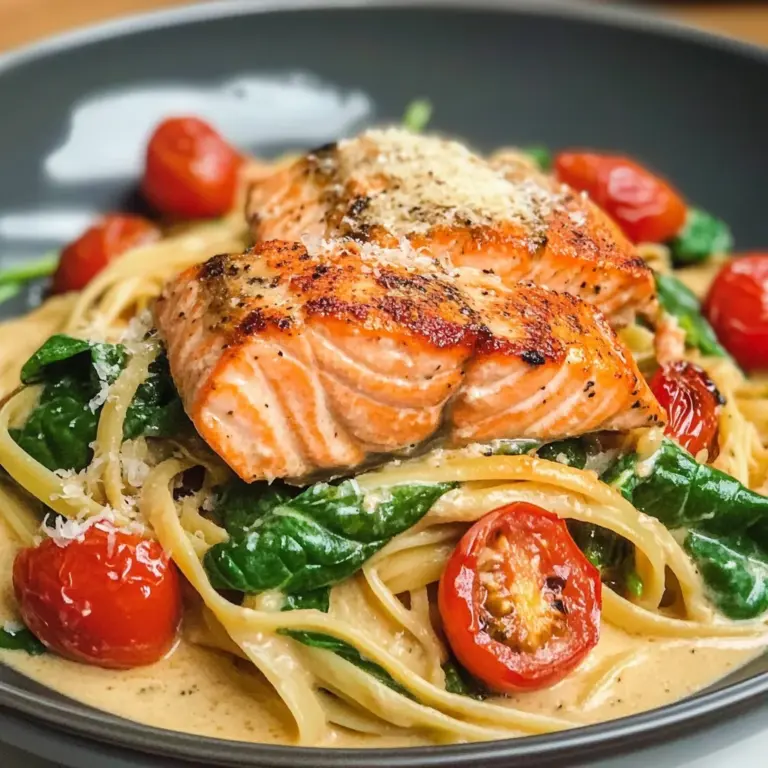 Healthy & Creamy Tuscan Salmon Pasta