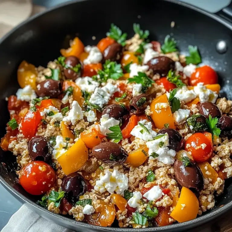 Mediterranean Keto Ground Chicken Skillet with Olives and Feta