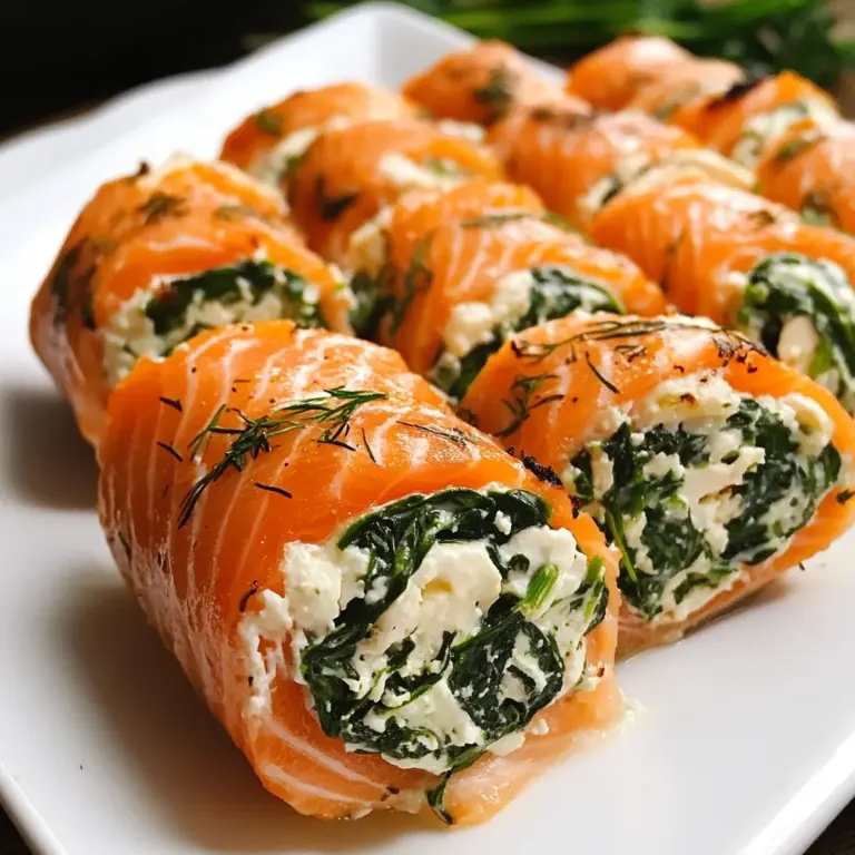 Spinach & Feta Stuffed Salmon Pinwheels