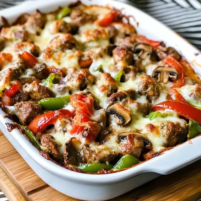 Sausage, Peppers, and Mushrooms Low-Carb Cheesy Bake