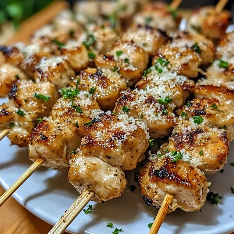 Air Fryer Garlic Parmesan Chicken Skewers