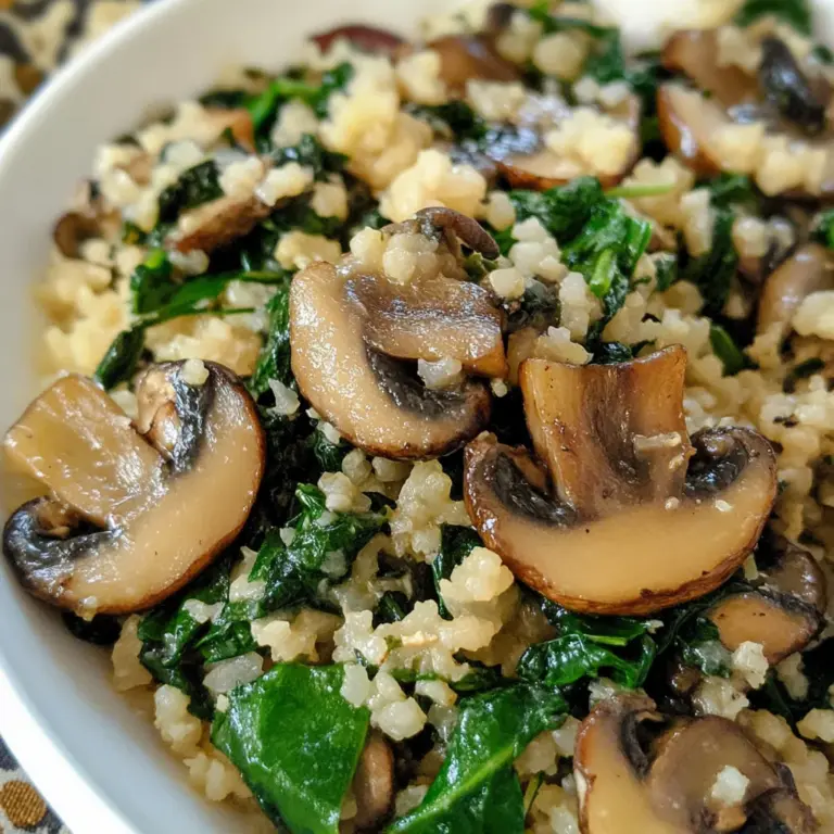Low Carb Mushroom & Spinach Cauliflower Rice