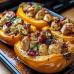 Sweet and Savory Honey Roasted Butternut Squash Stuffed with Chicken