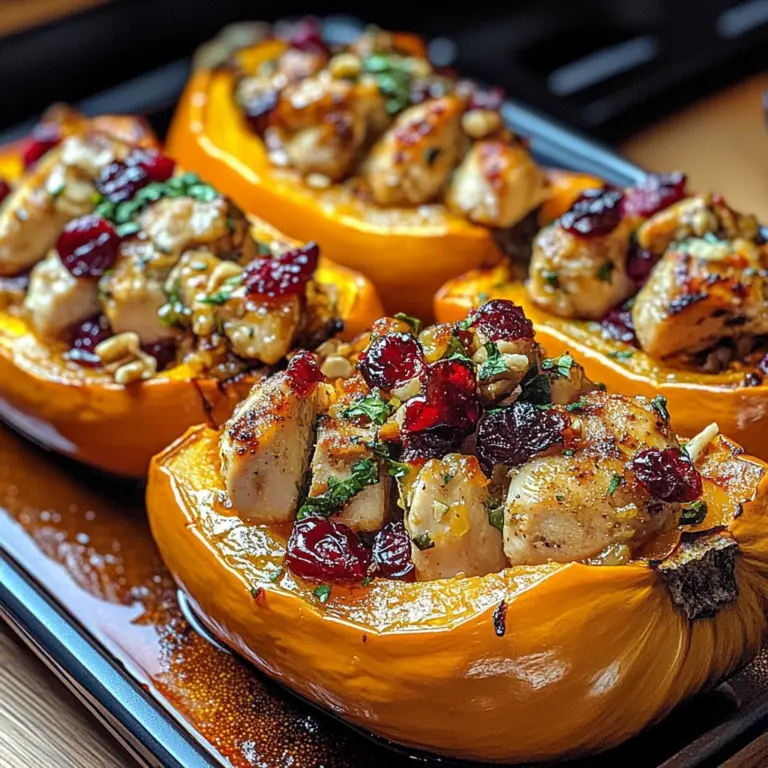 Sweet and Savory Honey Roasted Butternut Squash Stuffed with Chicken