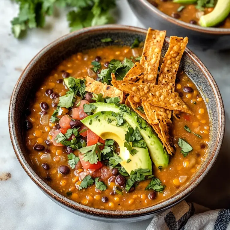 Vegan Lentil Tortilla Soup