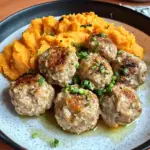 Apple Chicken Meatballs with Spiced Sweet Potatoes