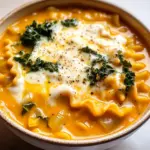 Butternut Squash Lasagna Soup with Kale & Mozzarella