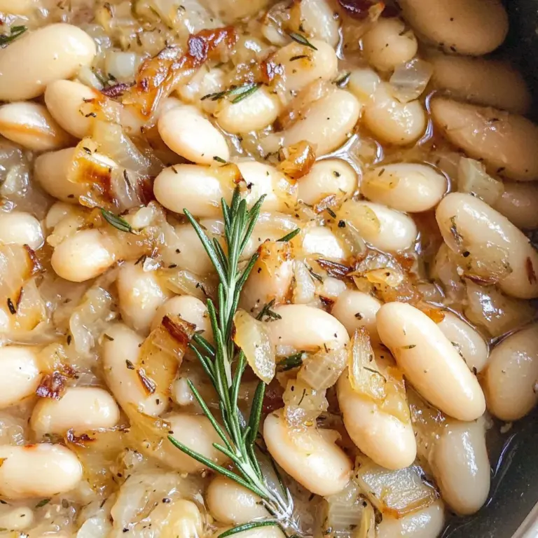 Caramelized Onion White Beans with Rosemary & Balsamic