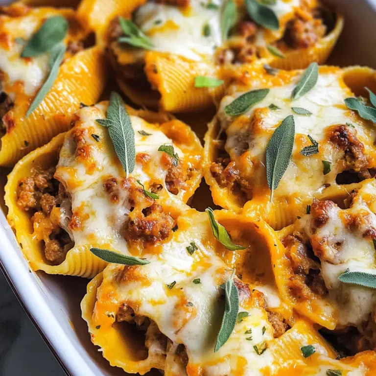 Cheesy Pumpkin and Spicy Sausage Stuffed Shells