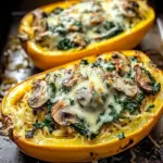 Creamy Spinach and Mushroom Stuffed Spaghetti Squash